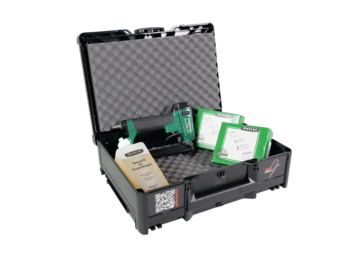 Systainer Box 27 - Systainer-Koffer mit PREBENA Druckluftnagler 1GP-A16, 2 Sch. Heftklammern